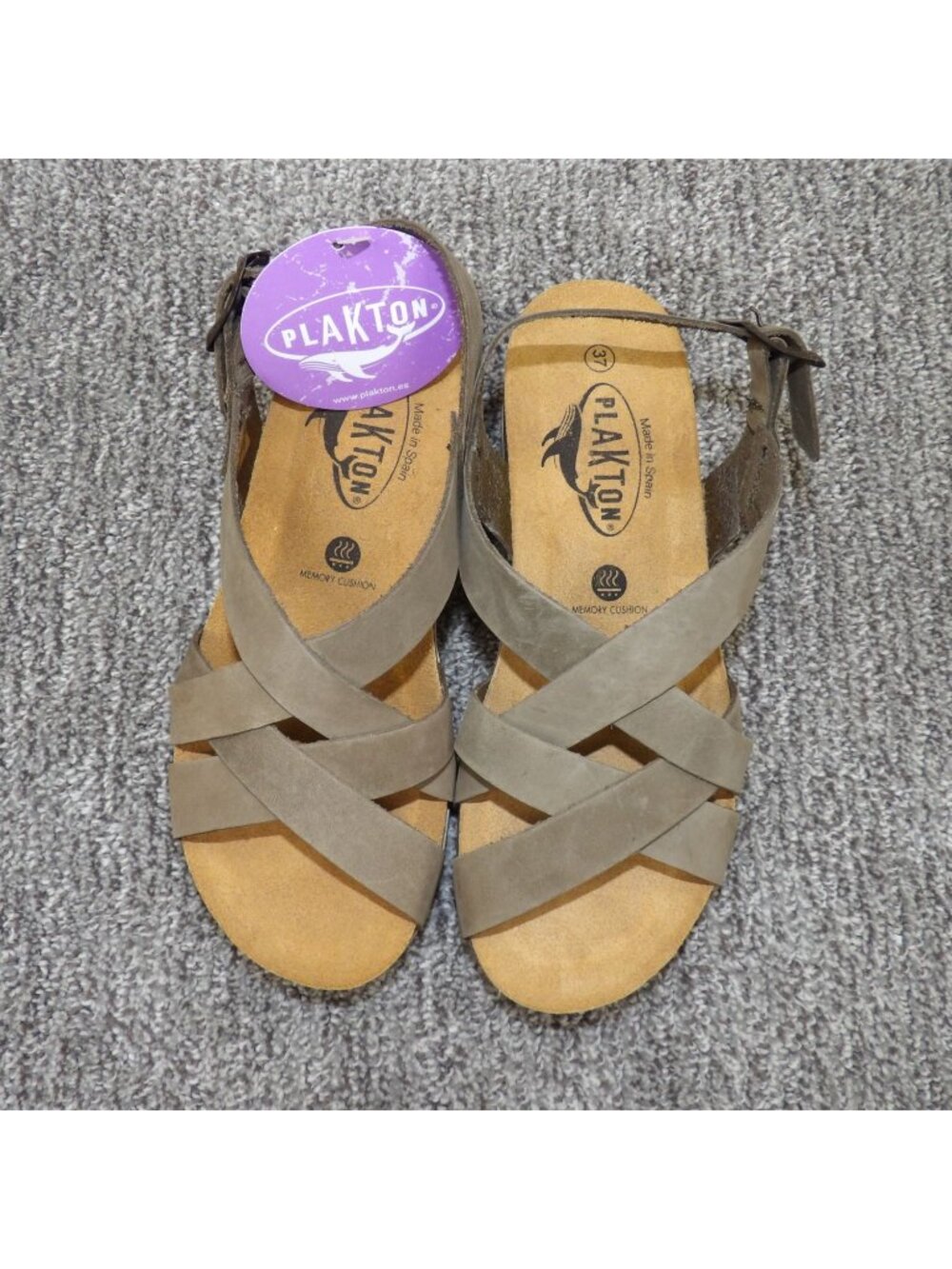 Plakton Women’s Memory Cushion Sandals Size 6 EU 37 Olive Green Ankle - Picture 4 of 9